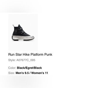 LIKE NEW Converse Black and White Run Star Punk